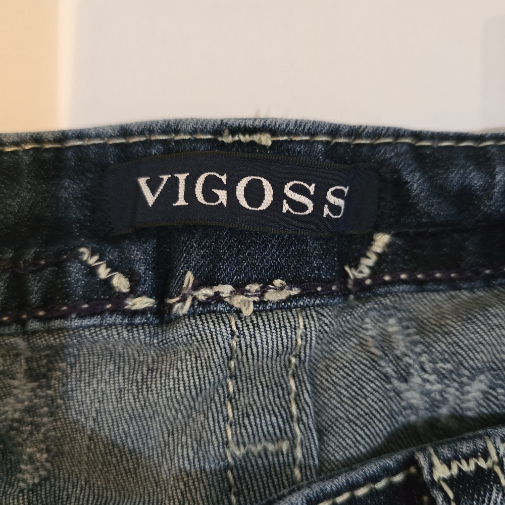 Vigoss Skinny Bling Details Rhinestones Jeans Embossed Back Pockets Concert - Picture 10 of 11